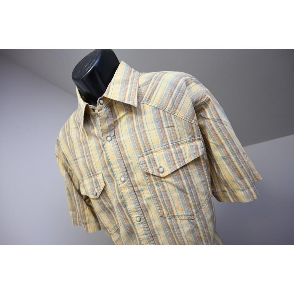 Mountain‎ HardWear Western Pearl Snaps Shirt Striped Short Sleeve Mens Size XL
